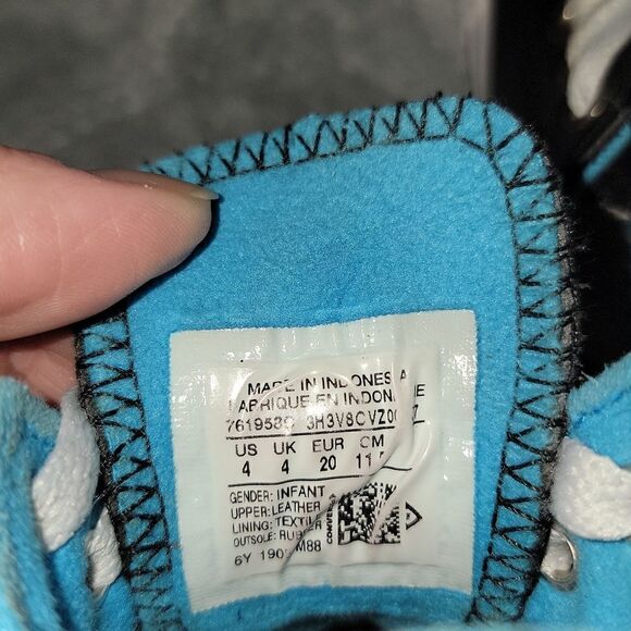 Converse All Stars Low Black Leather Blue Trim CTSA Shoes Baby Size 4 - Picture 5 of 12